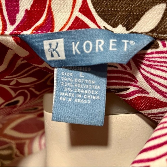KORET Floral Shacket Women's Size L Jacket MOD Colorful Button-Up Stretch - Picture 13 of 15